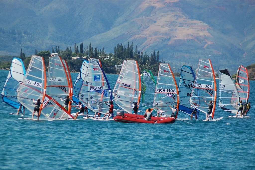 Kiwi and New Caledonian sailors doing practice racing. © Brian Haybittle